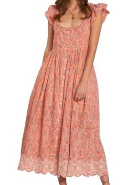 Milkmaid Midi Dress Size S Button Front Boho Cottage Prairie Feminine DRA NEW